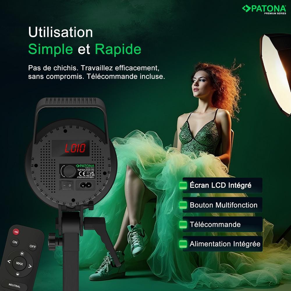 PATONA Premium COB LED Light ML-1200 120W Bi-Color for Photo and Video Production incl. Carrying Case