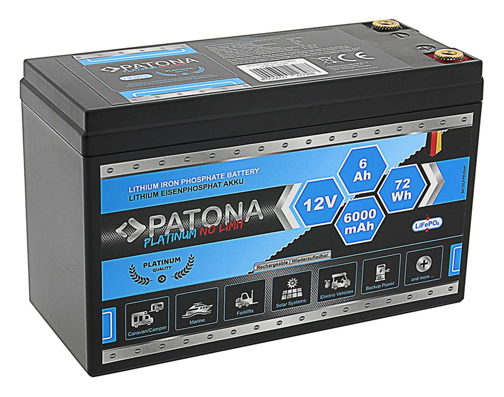 PATONA Platinum LiFePO4 Battery 12 V 6 Ah 72 Wh 6000 mAh