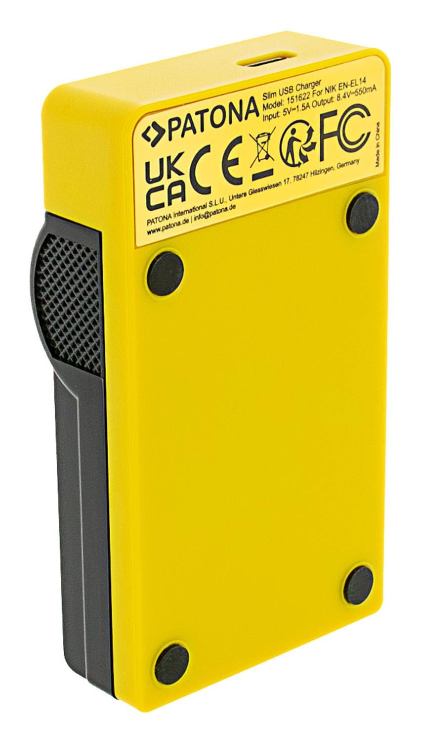 PATONA Slim Caricatore USB con ingresso USB‑C per Nikon EN‑EL14 CoolPix D3100 D3200 D5100 D5200 P7000 P7100 P7700 P7800 D5300