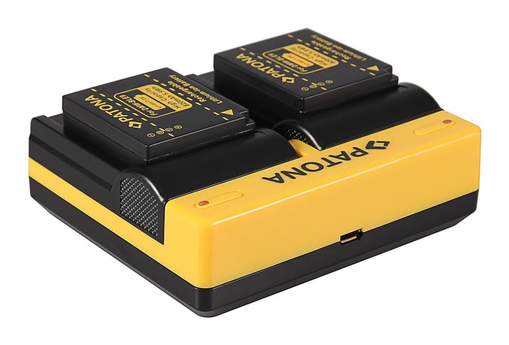 Caricabatterie Duale PATONA per Panasonic DMW-BLE9E BLH7E Lumix DMCGF3 DMC-GF3 DMCGF3CK con cavo Micro-USB