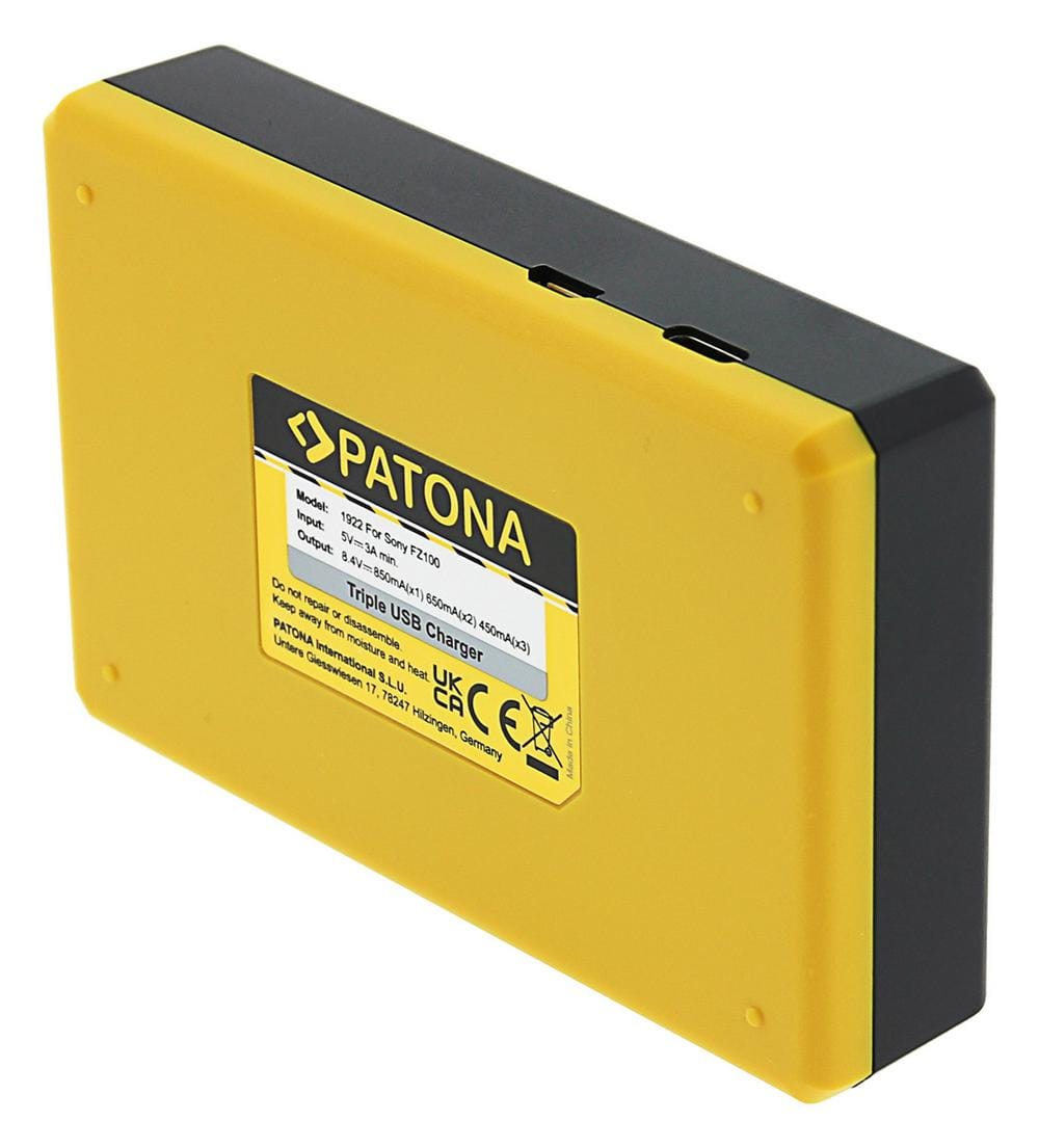 PATONA Carregador USB Triplo para Sony NP-FZ100 A7 III A7M3 Alpha 7 III A7 R III A7RM3 Alpha 7 R III A9 PATONA Carregador USB Triplo para Sony NP-FZ100 A7 III A7M3 Alpha 7 III A7 R III A7RM3 Alpha 7 R III A9