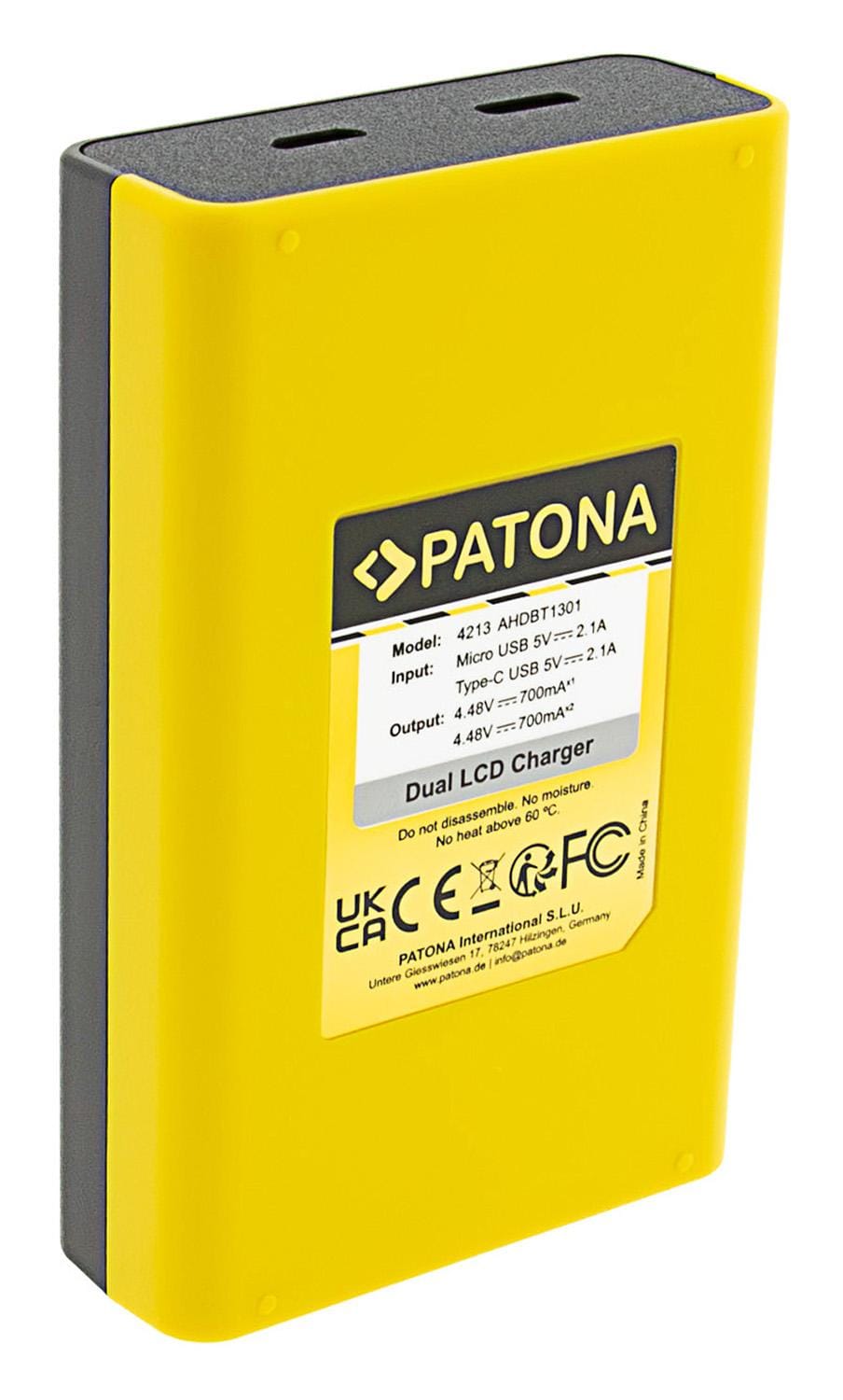 PATONA Dual LCD USB Caricatore per GoPro Hero 13