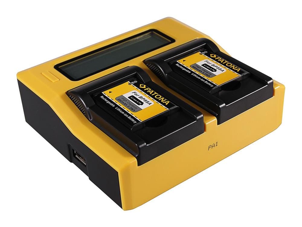 PATONA Dual LCD USB Caricatore per Samsung BP-88A DV200 DV300