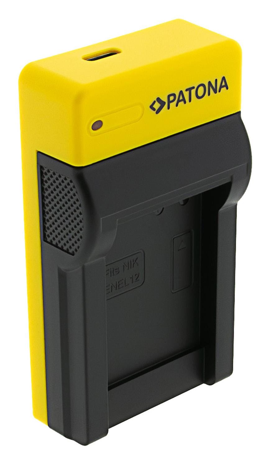 PATONA Slim Caricabatterie USB con Input USB‑C per Nikon EN‑EL12 e Coolpix AW100 AW1100 S6300 S8000 S9500