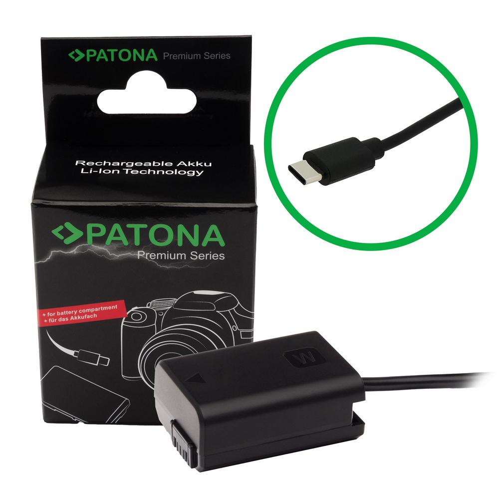 PATONA Premium Adattatore per Batteria con Input USB‑C per Sony NP‑FW50, NEX‑3, NEX‑3C e NEX‑5