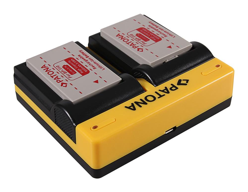 Caricabatterie Duale PATONA per Canon BP-110 Legria HF 206 HF 28 HF R26 con cavo Micro‑USB Caricabatterie Duale PATONA per Canon BP-110 Legria HF 206 HF 28 HF R26 con cavo Micro‑USB