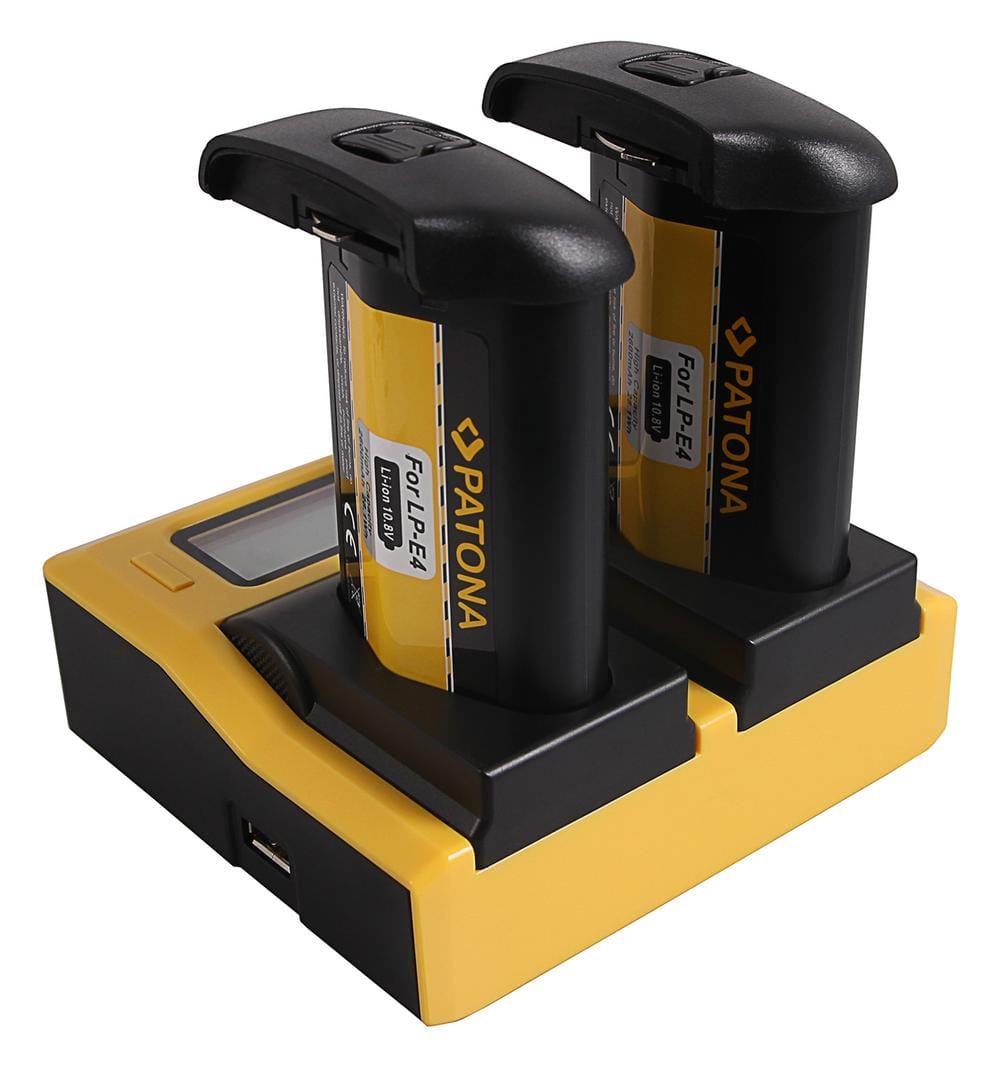 PATONA Caricabatterie Duale LCD USB per Canon LP-E4 LP-E19 EOS 1D 1DS Mark III 1D Mark IV 1DX Mark II