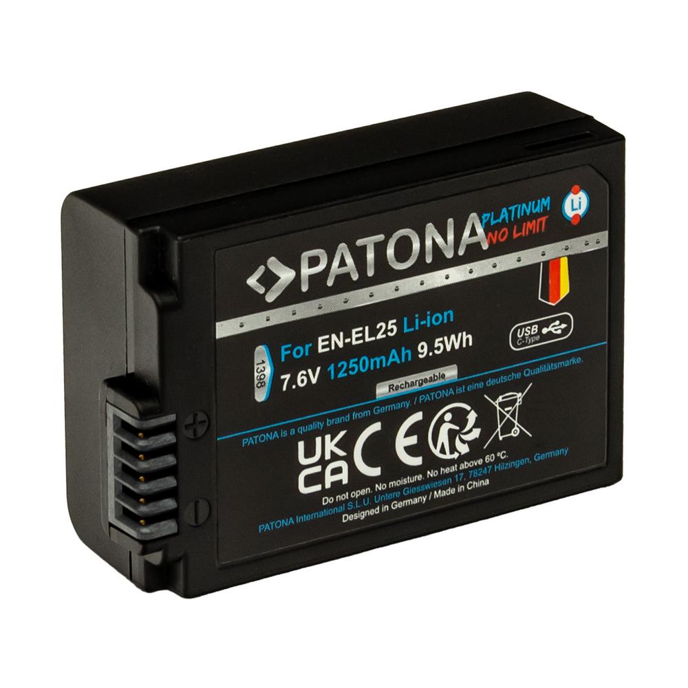 PATONA Platinum batteria con ingresso USB-C per Nikon EN-EL25, Zfc, Z50, Z30 PATONA Platinum batteria con ingresso USB-C per Nikon EN-EL25, Zfc, Z50, Z30