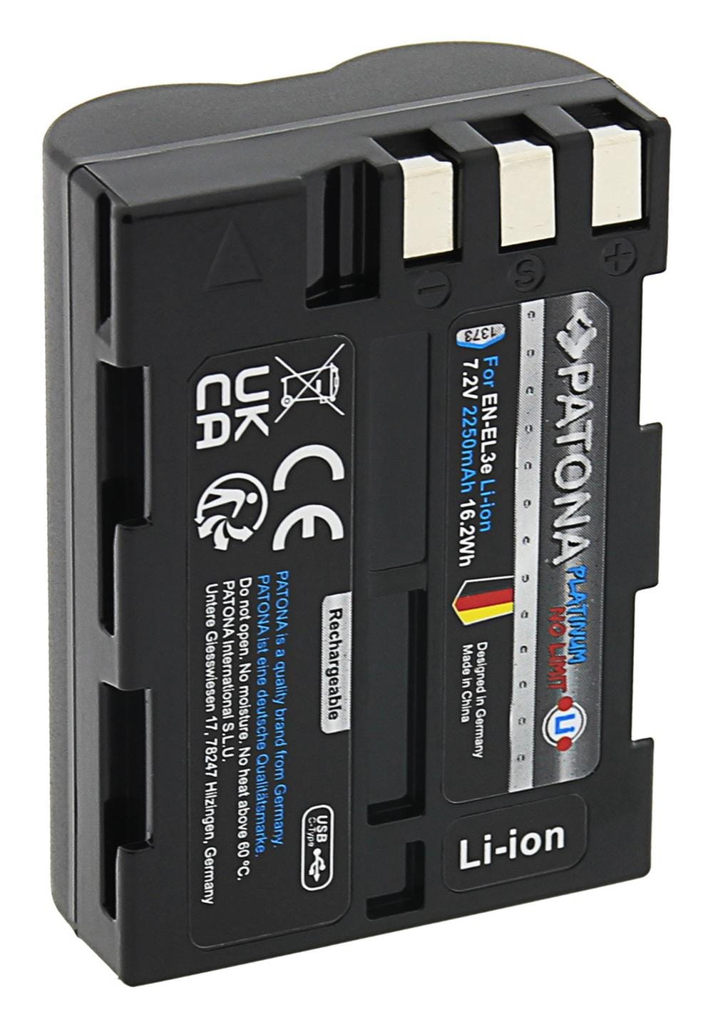 PATONA Platinum bateria com entrada USB-C para Nikon D700 D300 D200 D100 D80 D70 D50 EN-EL3e PATONA Platinum bateria com entrada USB-C para Nikon D700 D300 D200 D100 D80 D70 D50 EN-EL3e