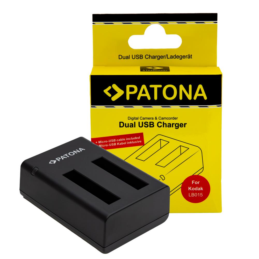 PATONA USB Dual Charger for Kodak WPZ 2 LB-015 with Micro-USB Cable