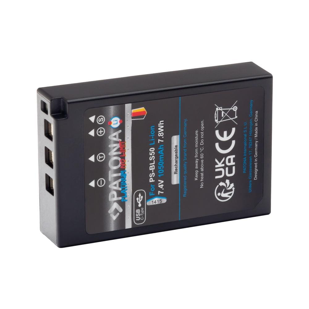 PATONA Platinum bateria com entrada USB‑C para Olympus BLS‑5 BLS‑5 E‑P3 E‑PL2 E‑PL3 E‑PM1