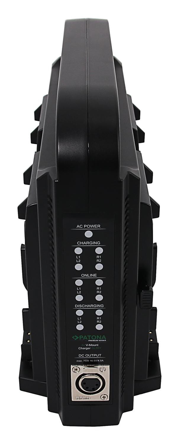 PATONA Parallel 4‑Slot Slim Charger – Compact for Sony Red DSLR V‑Mount Batteries with Power Supply Function