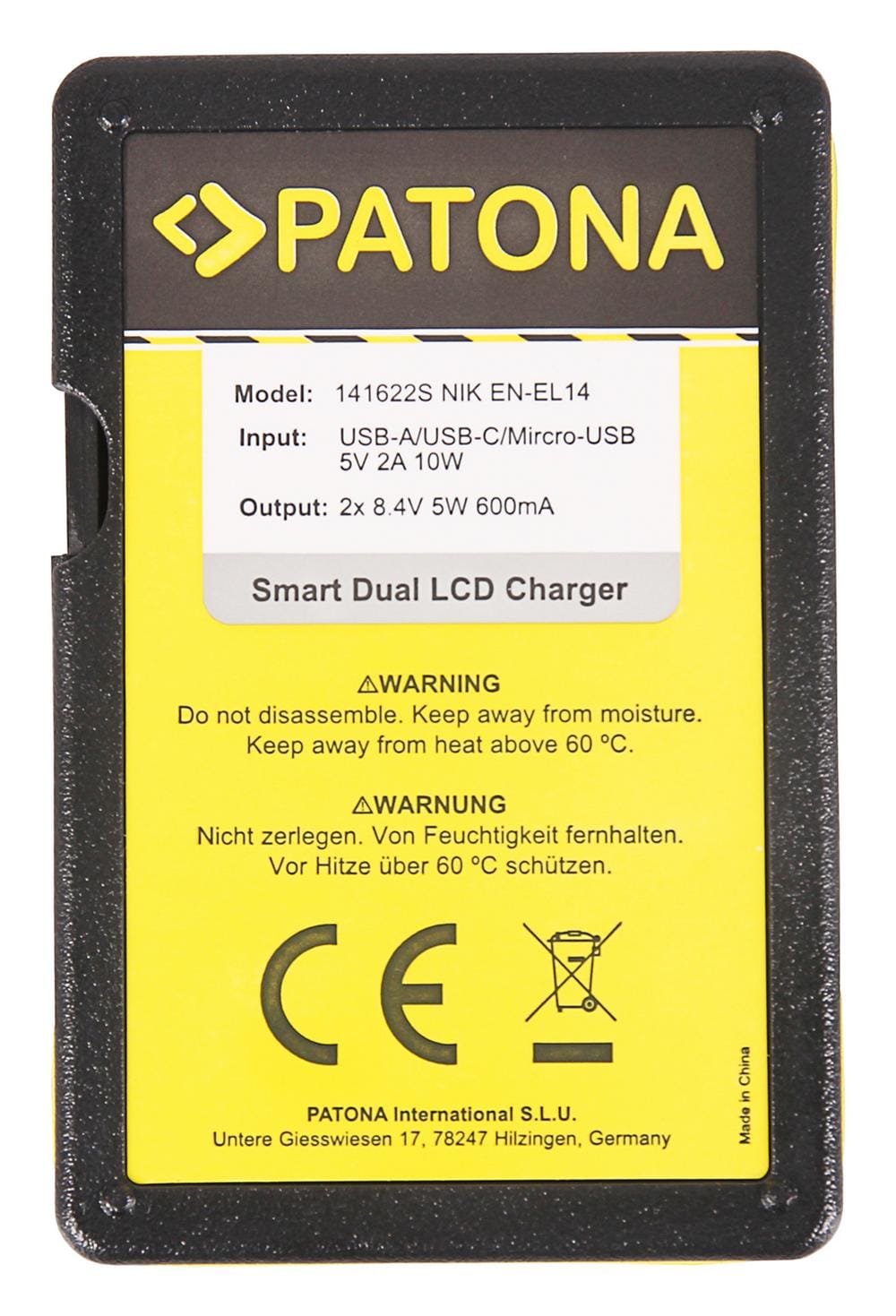 PATONA Smart Dual LCD USB Cargador para Nikon EN-EL14 ENEL14 D3100 D3200 D5100 D5200 D5300 P7000 P7700 P7800