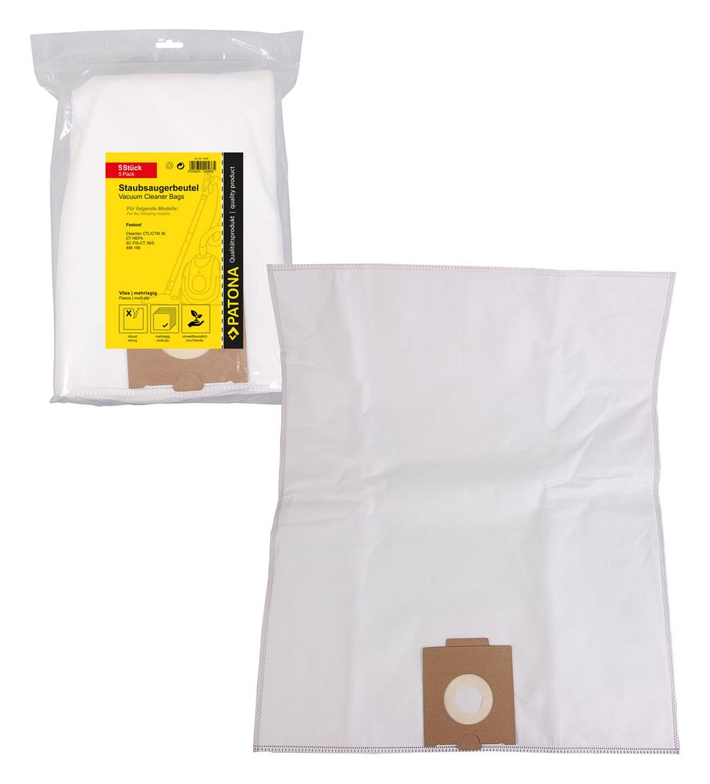 PATONA 5 sacos de aspirador de vellón multicamada para Festool CT36 CTL36 CTM36 CT HEPA FIS-CT SYS 5 496186 PATONA 5 sacos de aspirador de vellón multicamada para Festool CT36 CTL36 CTM36 CT HEPA FIS-CT SYS 5 496186