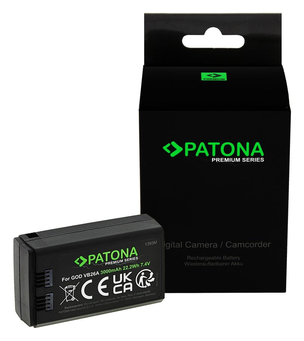 Batterie Premium PATONA pour têtes flash Godox VB26 VB26A V850III V1 – cellules Samsung Batterie Premium PATONA pour têtes flash Godox VB26 VB26A V850III V1 – cellules Samsung