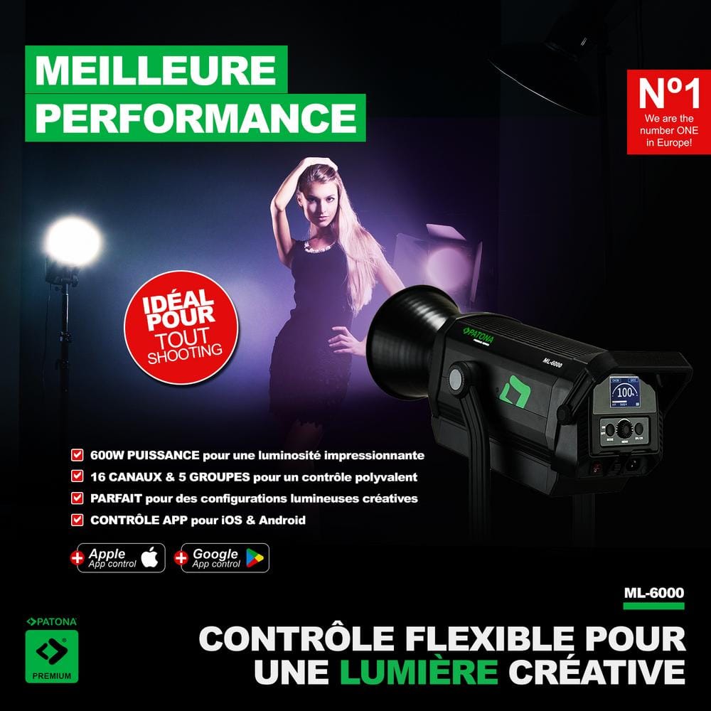 PATONA Premium LED Light ML-6000 Luz Fotográfica y de Video COB de 600W con Bolsa Incluida PATONA Premium LED Light ML-6000 Luz Fotográfica y de Video COB de 600W con Bolsa Incluida