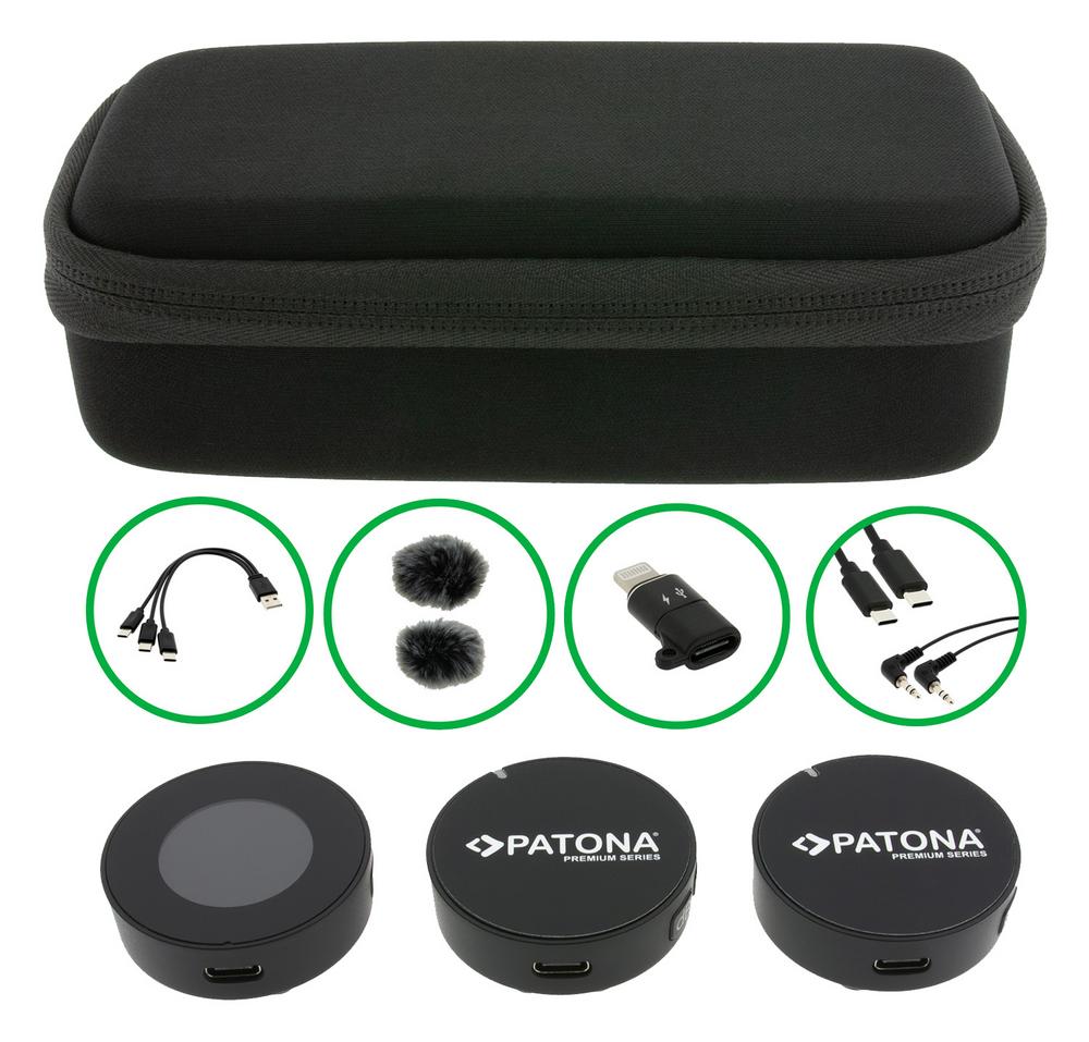 PATONA Premium AI Lavalier‑Microfono PTS‑I21S – set Lavalier senza fili con due trasmettitori e ricevitore
