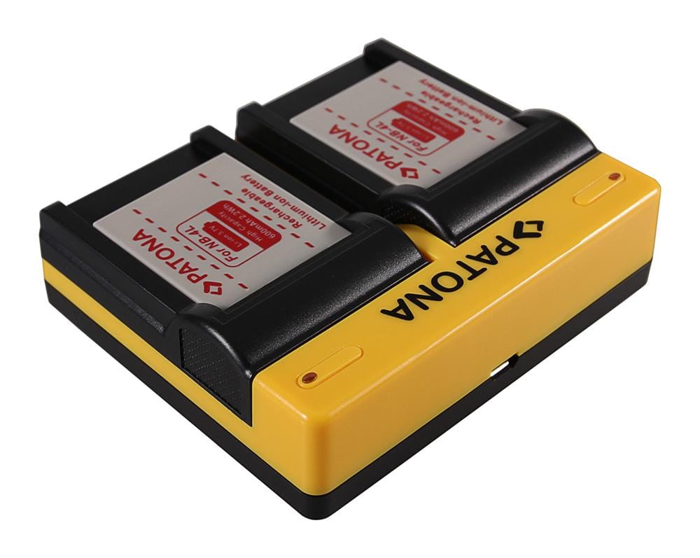 Caricatore Dual PATONA per Canon NB-4L, Digital Ixus i zoom, i7, 800 IS, 850 IS con cavo Micro-USB Caricatore Dual PATONA per Canon NB-4L, Digital Ixus i zoom, i7, 800 IS, 850 IS con cavo Micro-USB