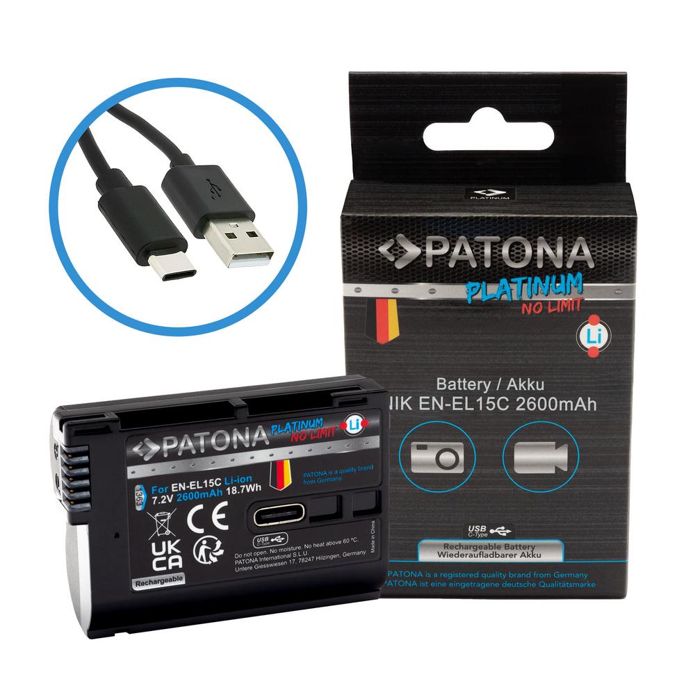 PATONA Platinum Batteria con ingresso USB‑C per Nikon Z5 Z6 Z6II Z6III Z7 Z8 ZF D500 D800 D850 D7000 D7100 D PATONA Platinum Batteria con ingresso USB‑C per Nikon Z5 Z6 Z6II Z6III Z7 Z8 ZF D500 D800 D850 D7000 D7100 D