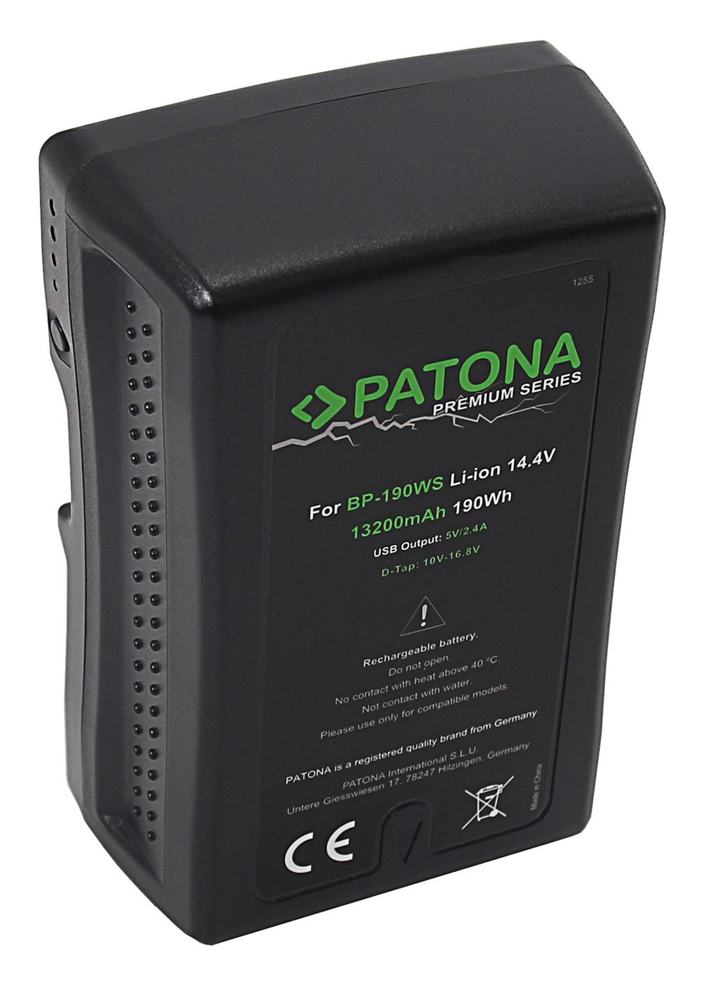PATONA Premium V‑Mount 190Wh Battery for Sony BP190WS DSR 250P 600P 650P 652P