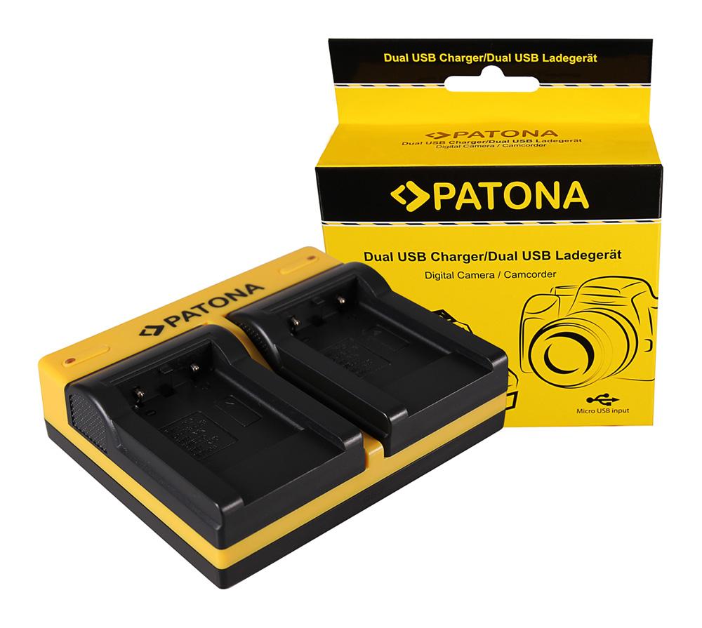 Carregador duplo PATONA para Kodak Klic 7006, Olympus Li‑40B com cabo Micro‑USB Carregador duplo PATONA para Kodak Klic 7006, Olympus Li‑40B com cabo Micro‑USB
