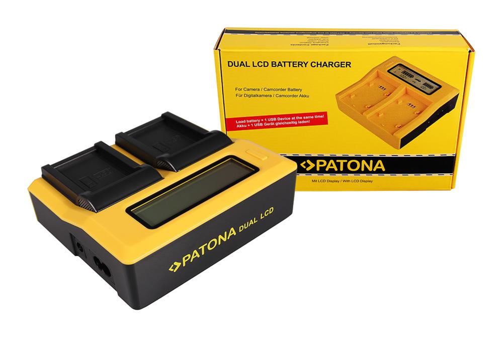 Carregador USB Dual LCD PATONA para baterias Samsung BP-90A HMX HMXE100P HMX-E100P HMXE10BP HMX-E10BP