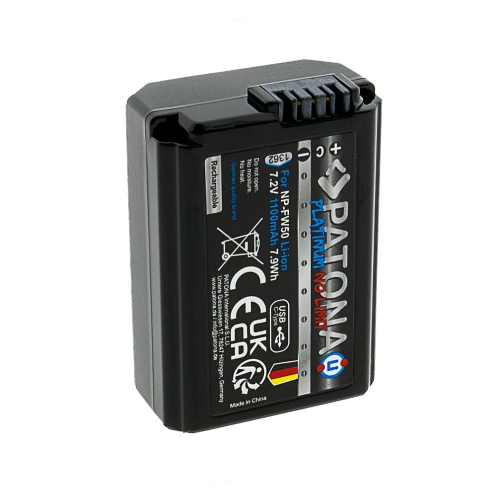 Patona Platinum Bateria com Entrada USB-C para Sony NP-FW50 NEX 3 NEX 3C NEX 5 NEX 5A RX1R III DSC-RX1RM3 Patona Platinum Bateria com Entrada USB-C para Sony NP-FW50 NEX 3 NEX 3C NEX 5 NEX 5A RX1R III DSC-RX1RM3