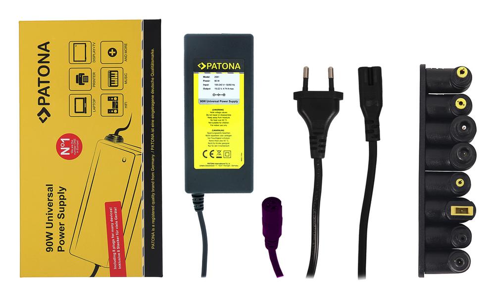 PATONA 90W Universal Power Supply for Notebook, Printer, HiFi and Display with 8 Different Connectors 18.5‑20V PATONA 90W Universal Power Supply for Notebook, Printer, HiFi and Display with 8 Different Connectors 18.5‑20V