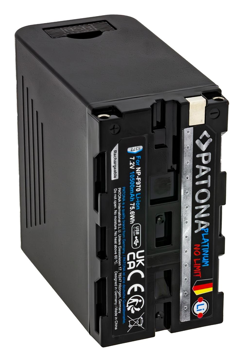 PATONA Platinum batería con PD36W USB-C entrada/salida para Sony NP-F970 F960 F950 USB-A 5V/2A