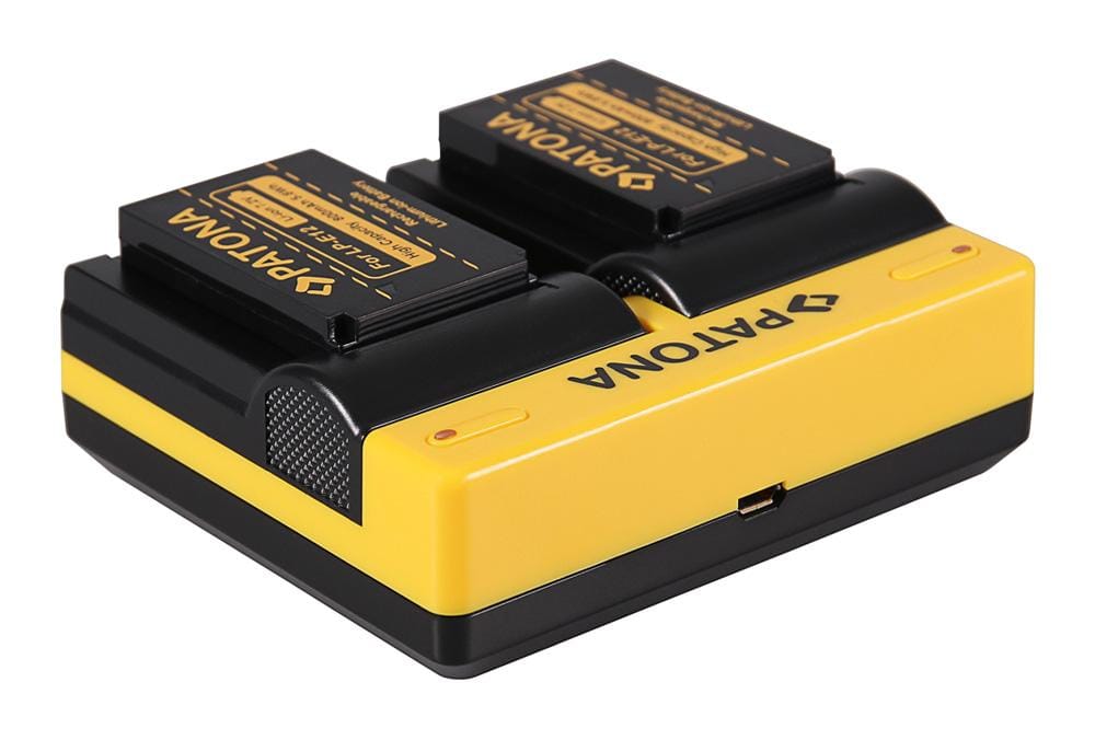 Caricabatterie doppio PATONA per Canon LP-E12 EOS M incluso cavo Micro-USB Caricabatterie doppio PATONA per Canon LP-E12 EOS M incluso cavo Micro-USB
