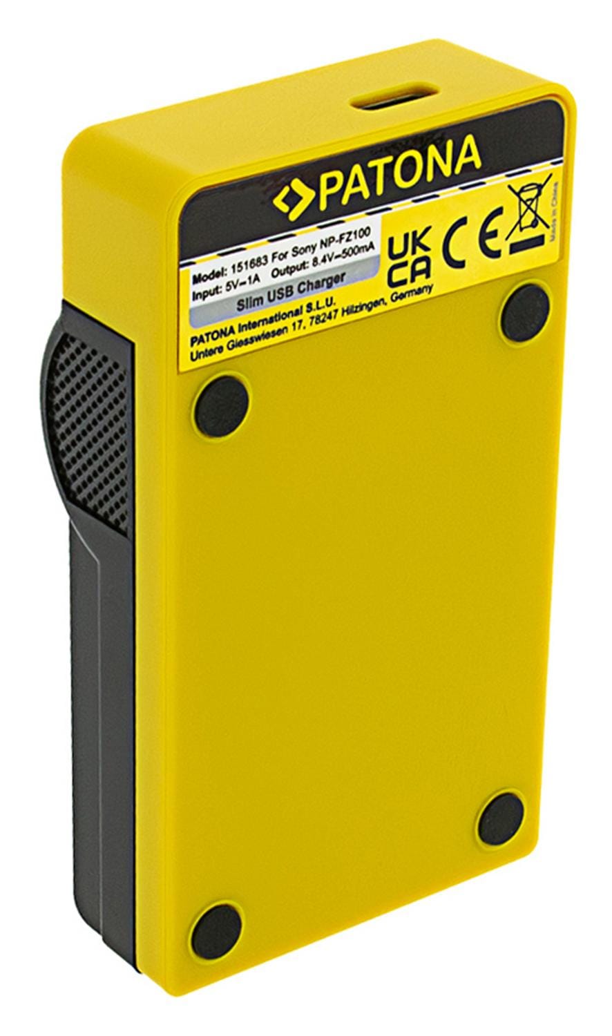 PATONA Slim Carregador USB com entrada USB‑C para Sony NP‑FZ100 A7 III A7M3 Alpha 7 III A7 R III A7RM3