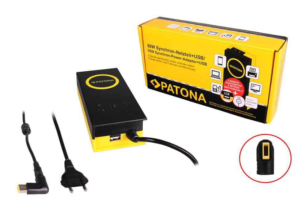 PATONA 90W Synchronous Power Adapter 11x4.5x12mm 20V with USB Output 2.1A