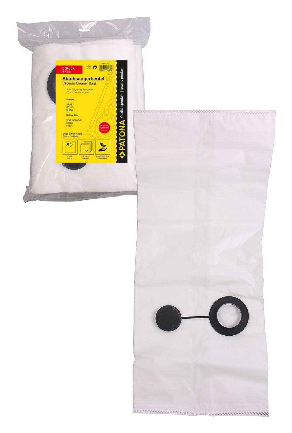 PATONA 5 Sacs d'aspirateur à plusieurs couches en feutre pour Festool SR5E SR151 SR200 SR201 SR203 Nilfisk Alto 6160