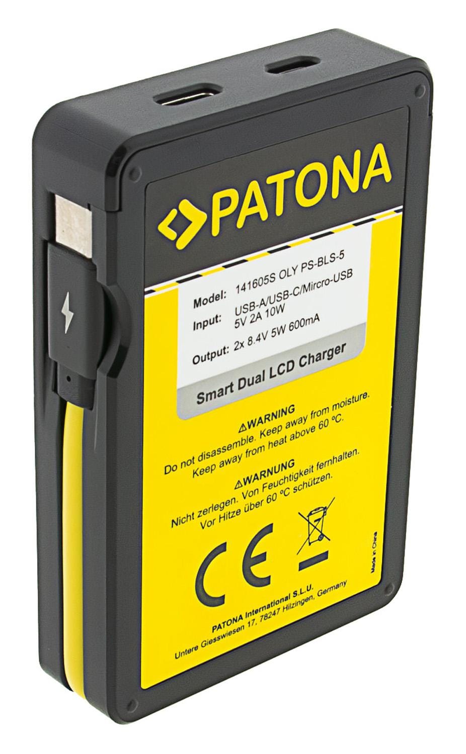PATONA Smart Dual LCD USB Caricatore per batterie Olympus PS-BLS1 PS-BLS5 Fuji NP-140 FinePix S100FS S205EXR