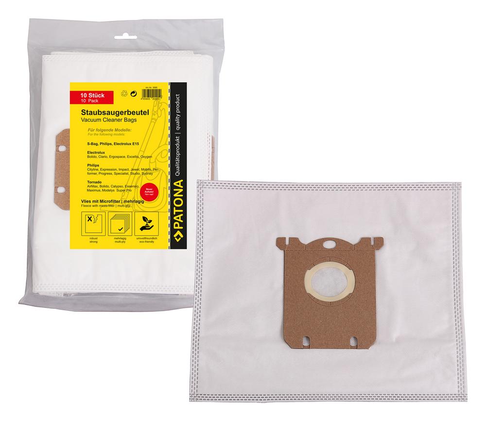 PATONA 10 sacos de aspirador de feltro multicamadas com microfiltro para Electrolux E15 com novo acessório