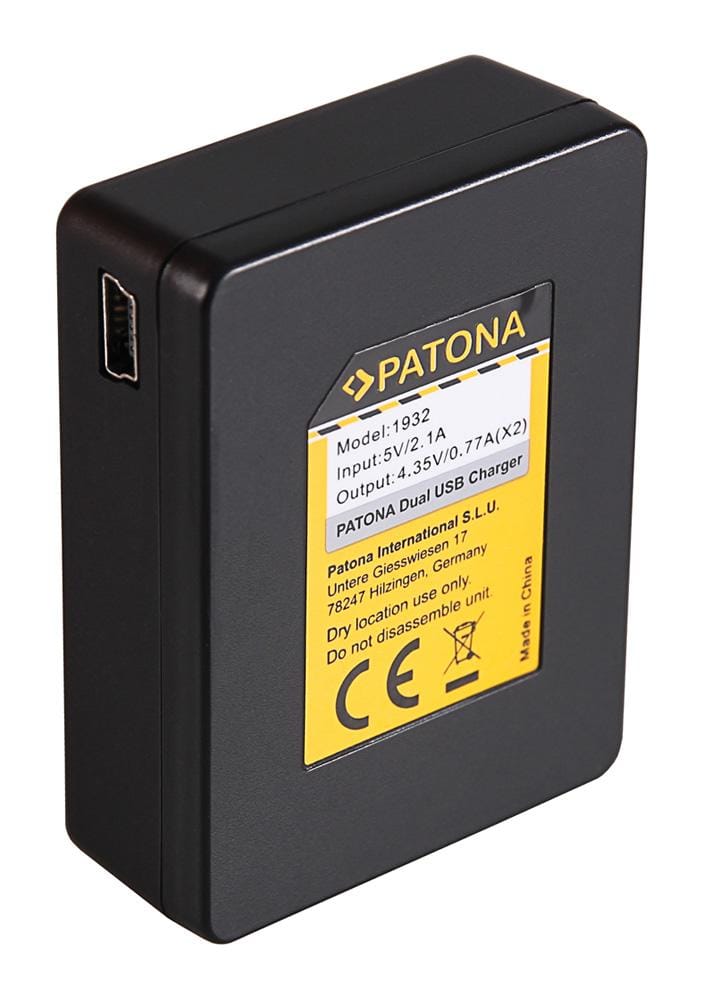 Carregador Dual Rápido PATONA para SJCAM SJ6 Legend Black SJ6000 com cabo Micro-USB