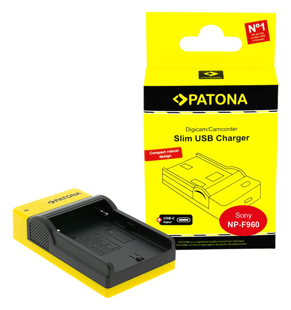 PATONA Slim USB Charger with USB‑C Input for Sony NP‑F970 NP‑F960 NP‑F950 DCR‑VX2100 HDR‑FX1