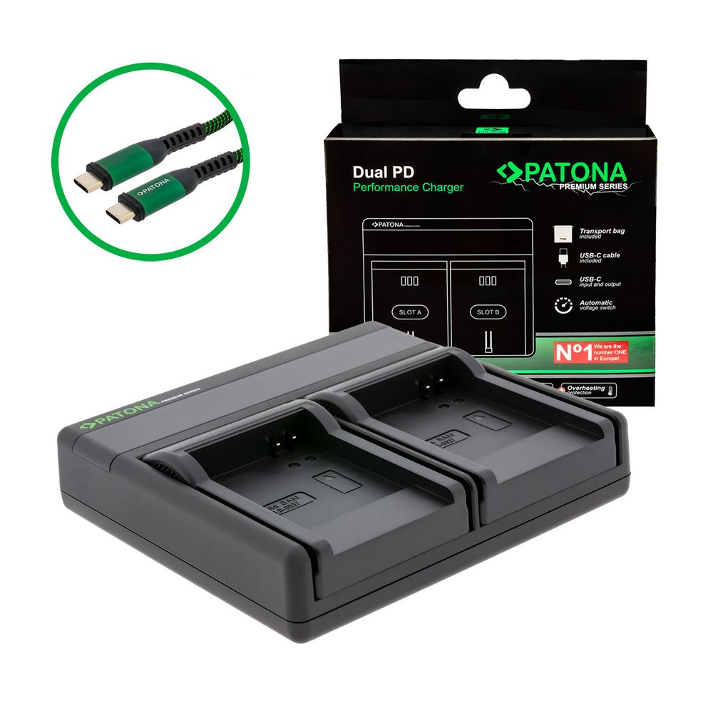 PATONA Premium Cargador Dual PD de Alto Rendimiento para Samsung SLB-0937 con Entrada/Salida USB-C