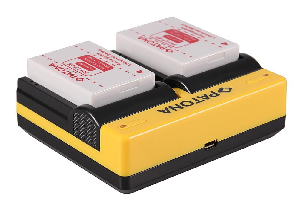 Caricatore Dual PATONA per Canon LP‑E8 EOS 550D 600D 650D 700D con cavo Micro‑USB Caricatore Dual PATONA per Canon LP‑E8 EOS 550D 600D 650D 700D con cavo Micro‑USB