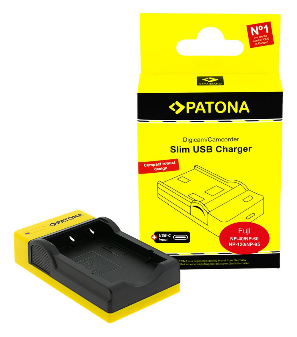 PATONA Slim Caricatore USB con ingresso USB-C per Fujifilm NP-40 Finepix F30 F-30 F31 F-31 F31fd