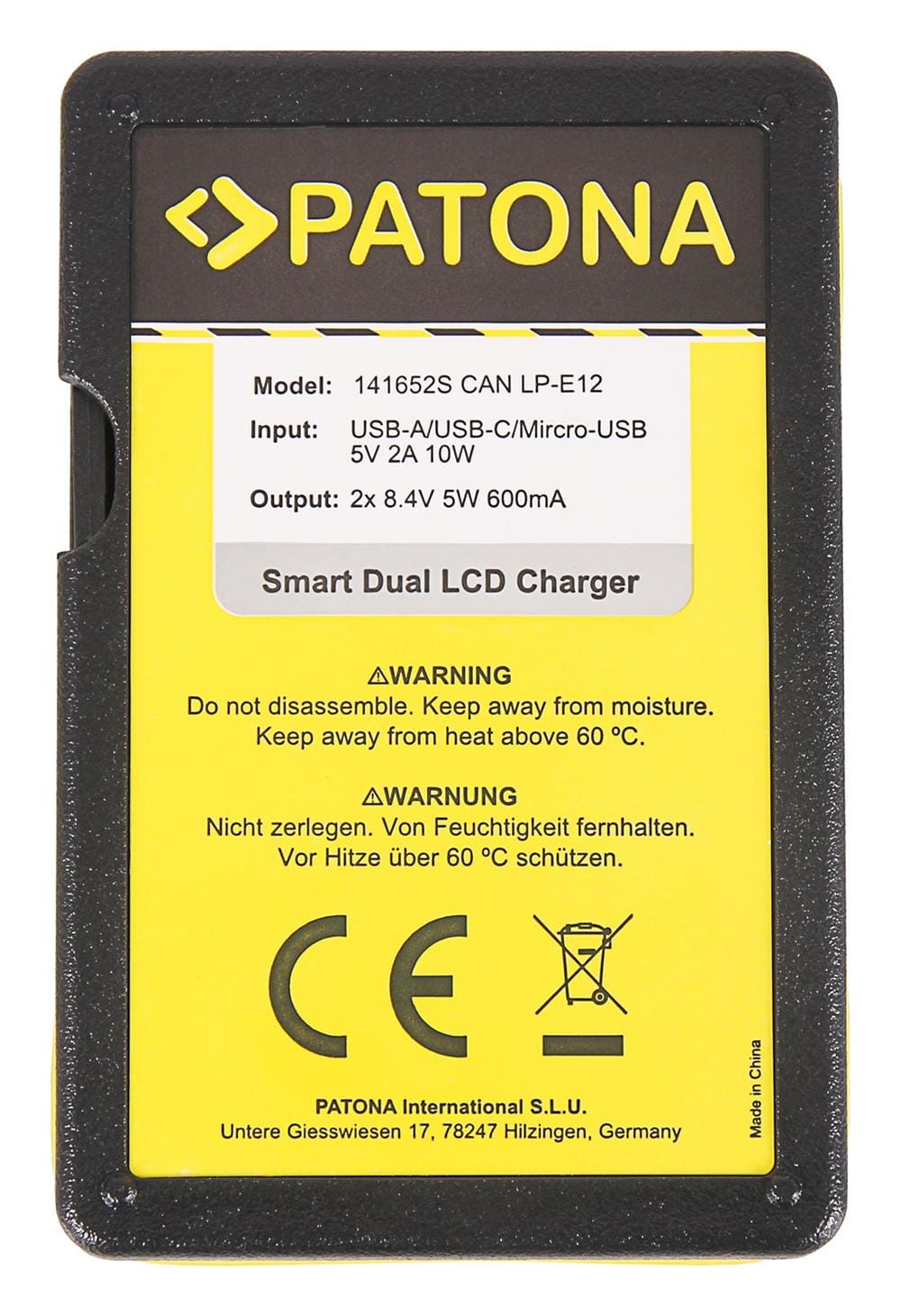 Caricatore USB Smart Dual LCD PATONA per Canon LP‑E12 LPE12 EOS M Caricatore USB Smart Dual LCD PATONA per Canon LP‑E12 LPE12 EOS M