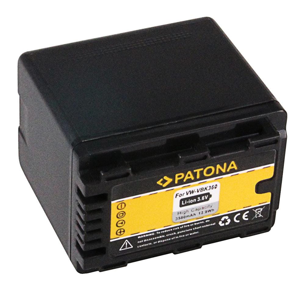 PATONA Batteria per Panasonic VW‑VBK360 VBK360 VBK 360 + Indicatore di autonomia