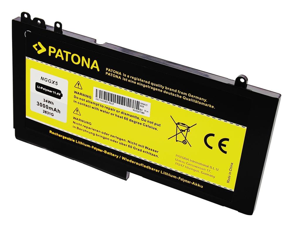 PATONA Bateria para Dell Latitude Série E5270 12 12 5000 Série-E5270 12-E5270 0RDRH9 NGGX5 RDRH9