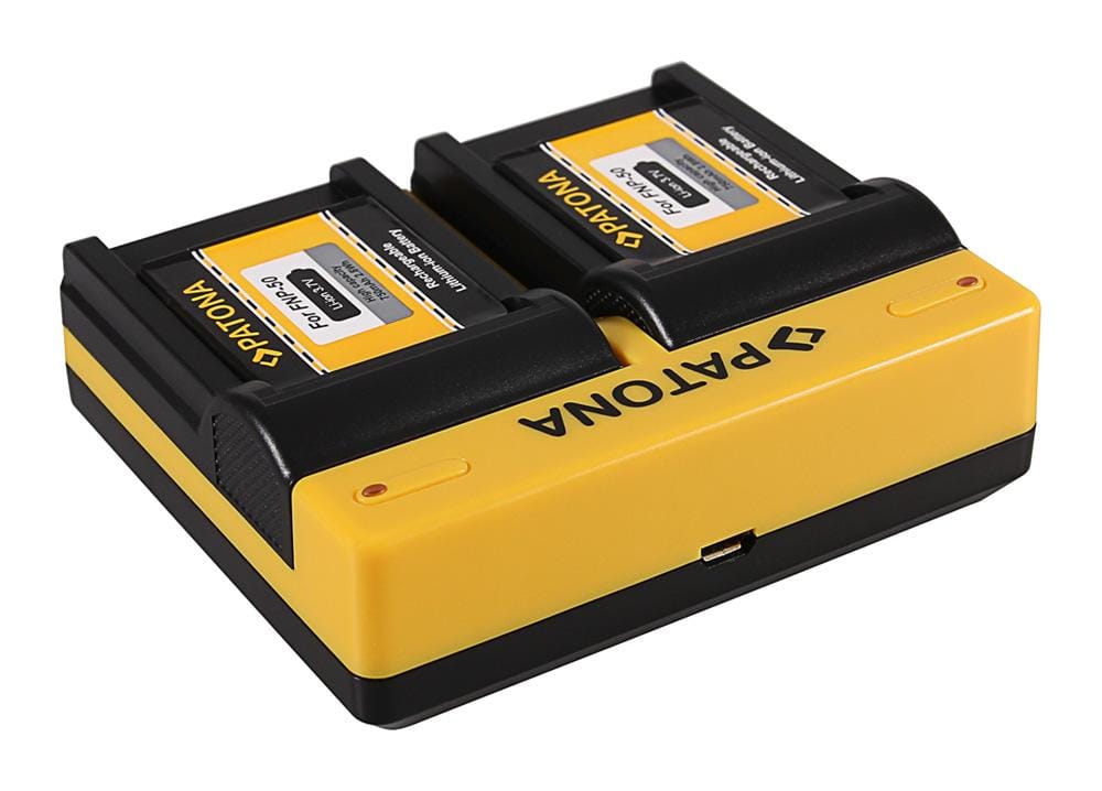 PATONA Cargador Dual para Fujifilm NP-50 FinePix F100fd, F50fd, F60fd, incluye Micro-USB