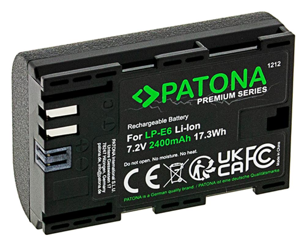 Batterie Premium PATONA pour Canon LP‑E6 LPE6 EOS R, 60D, 70D, 5D, 6D, 7D Mark III
