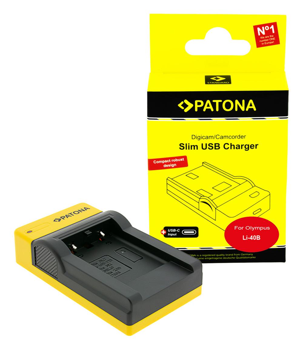 PATONA Slim Carregador USB com Entrada USB‑C para Olympus Li-40B Li-42B e Nikon EN-EL10 PATONA Slim Carregador USB com Entrada USB‑C para Olympus Li-40B Li-42B e Nikon EN-EL10