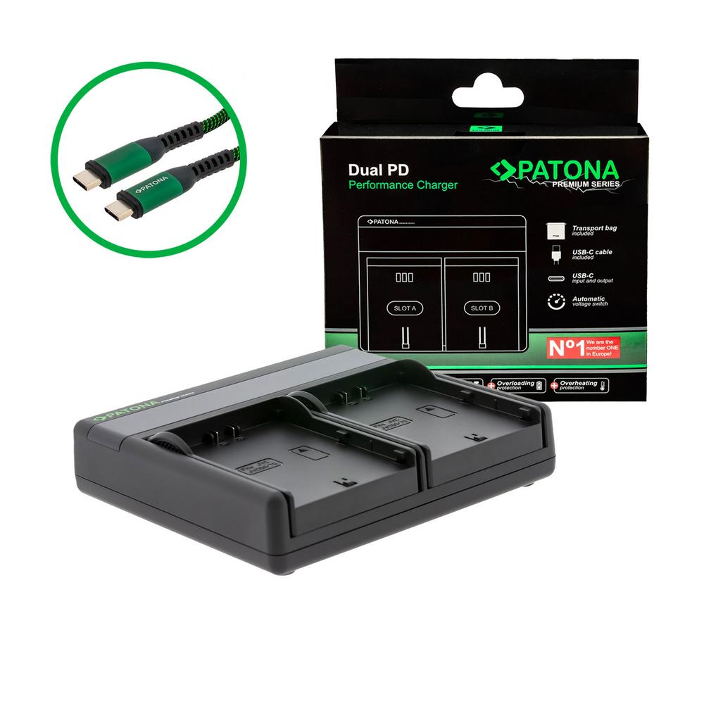 Carregador PATONA Premium Dual PD Performance para JVC SSL-75 com entrada/saída USB‑C