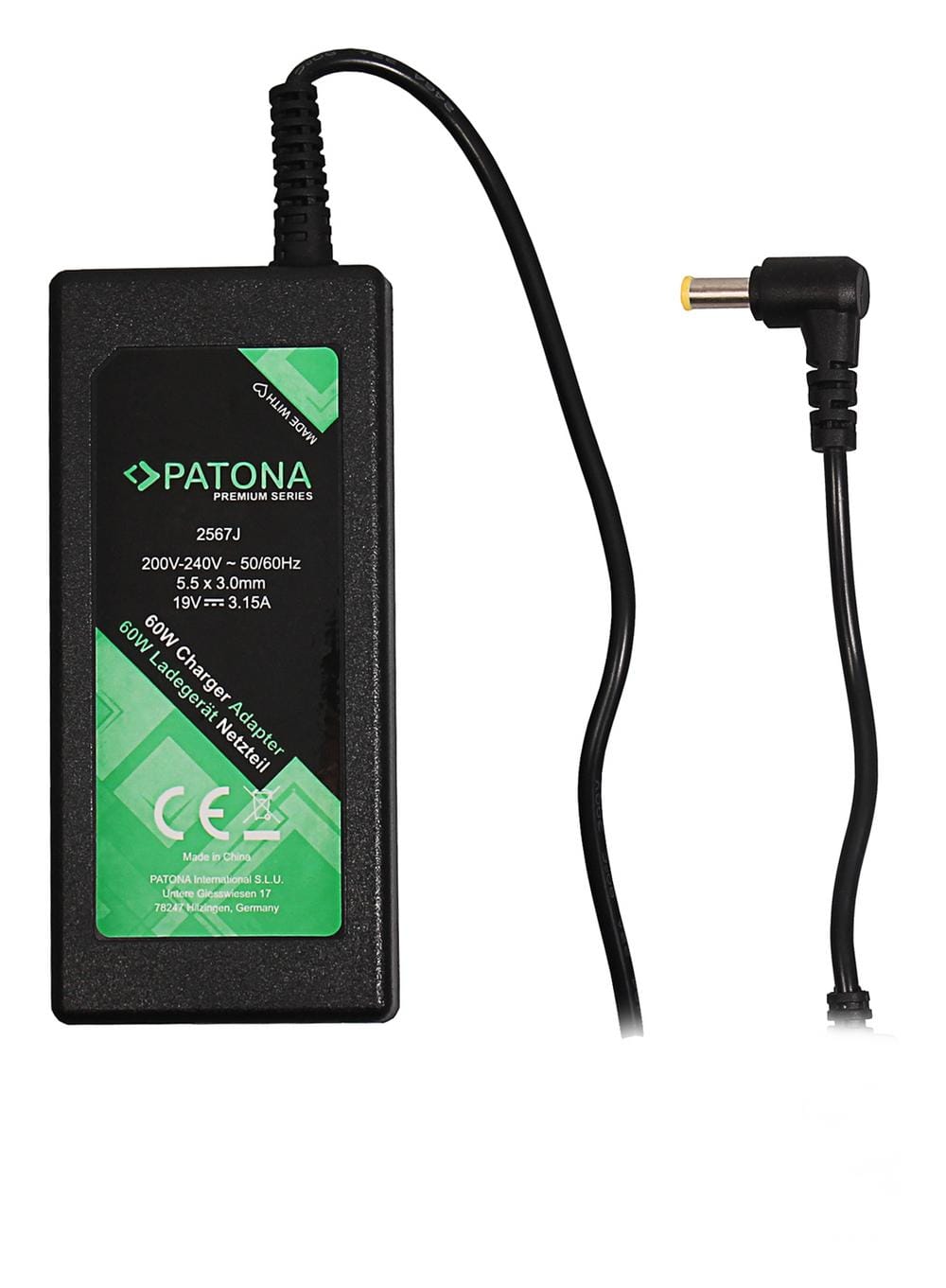 PATONA Adaptateur secteur Premium 19V 3,15A 60W pour Samsung GT6000 GT7000 GT8800 GT8900 GT9000 PATONA Adaptateur secteur Premium 19V 3,15A 60W pour Samsung GT6000 GT7000 GT8800 GT8900 GT9000