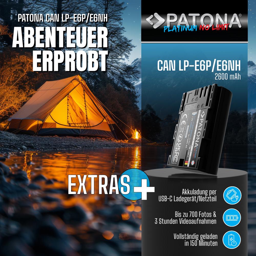 PATONA Platinum Batteria con Input USB‑C per Canon EOS R5 Mark II LP‑E6P LP‑E6NH LP‑E6N LP‑E6 PATONA Platinum Batteria con Input USB‑C per Canon EOS R5 Mark II LP‑E6P LP‑E6NH LP‑E6N LP‑E6