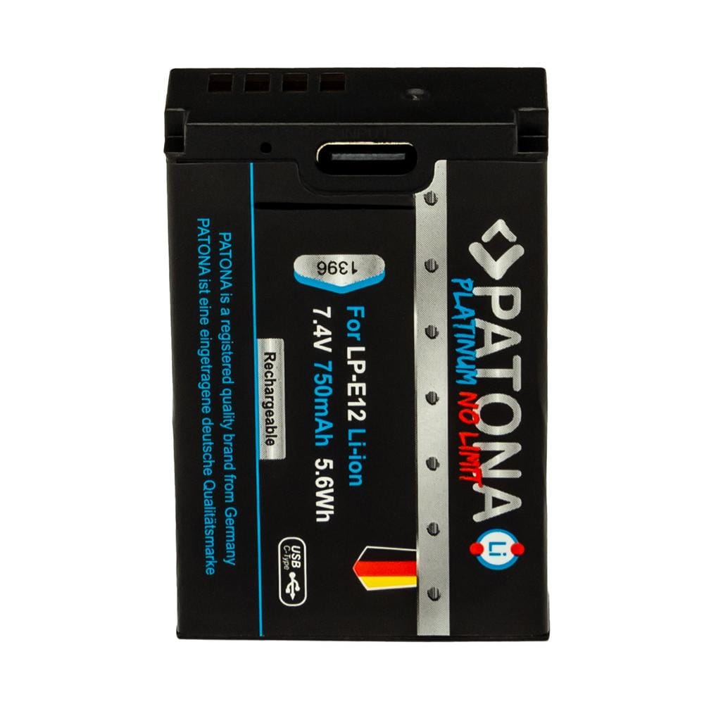 Batería PATONA Platinum con entrada USB‑C para Canon LP‑E12 EOS 100D EOS M50